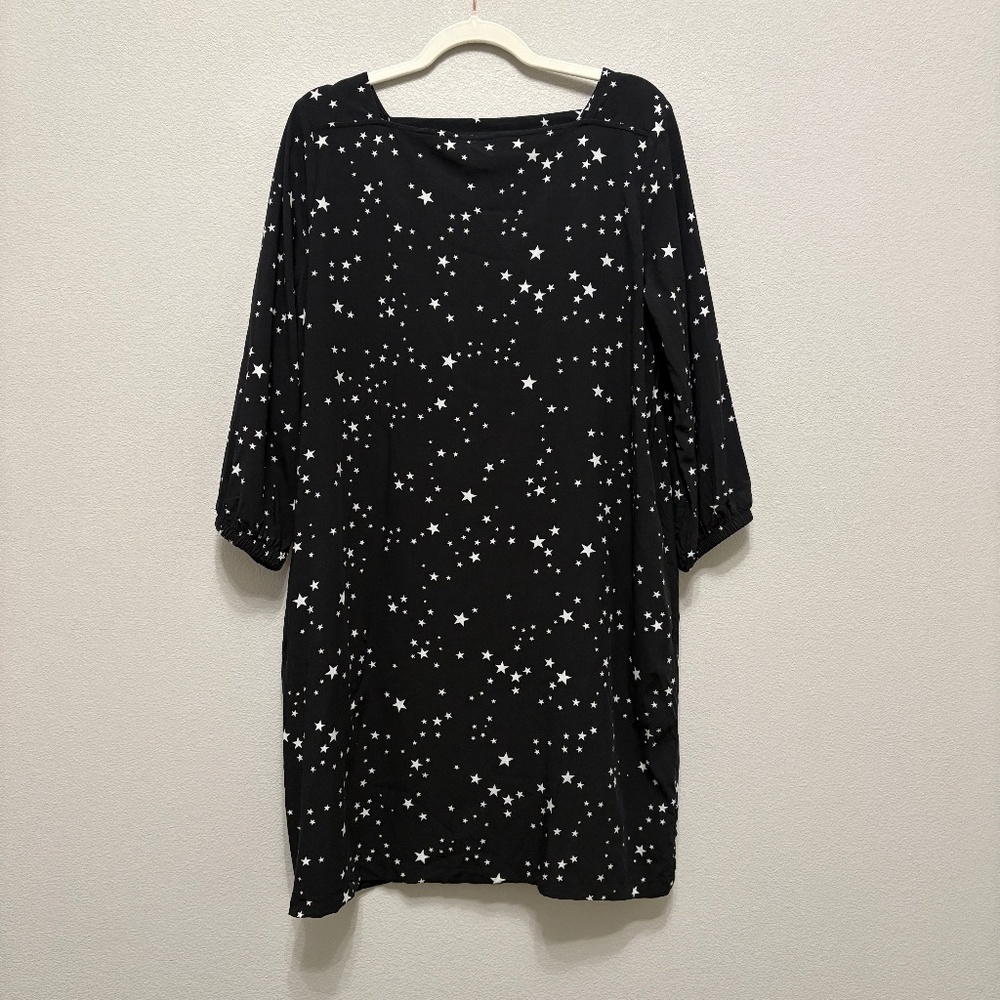 GAP Factory Star Print Shift Dress Black White Large Pockets EUC